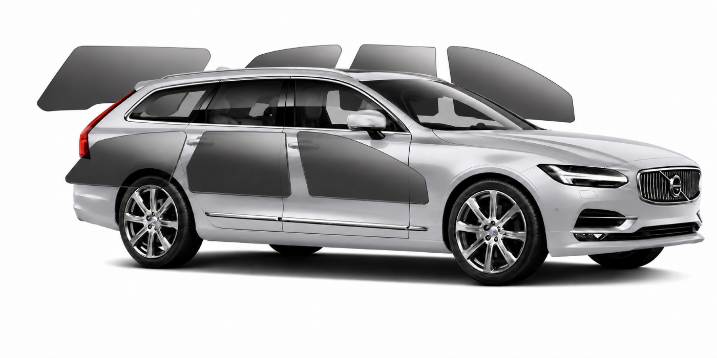 Ferdigsk&aring;ret solfilm montert p&aring; en Volvo V90 fra SOYAFILM
